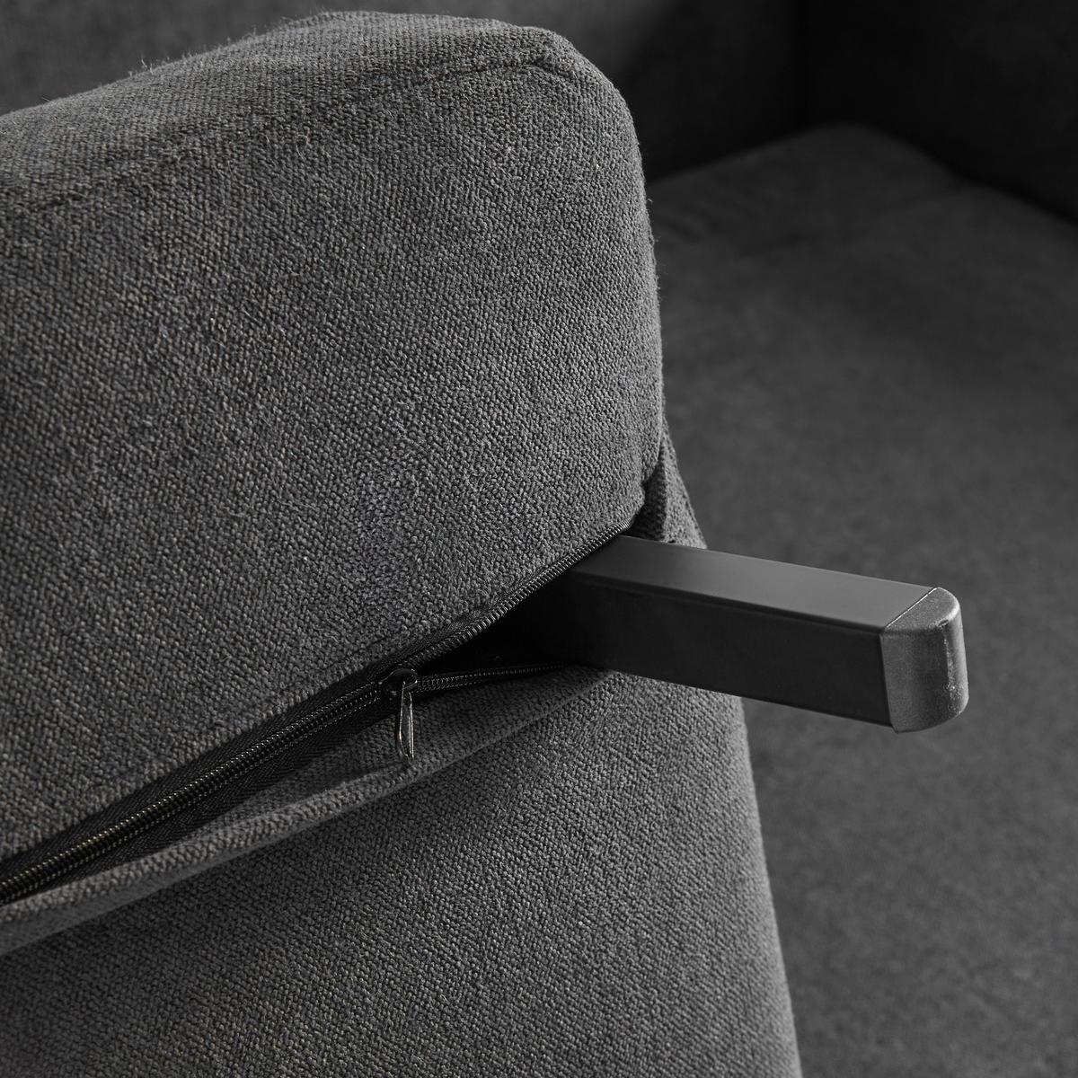 Schlafsofa Sandro Dunkelgrau Webstoff - Dunkelgrau/Schwarz, MODERN, Holz/Kunststoff (175/76/89cm) - Bessagi Home