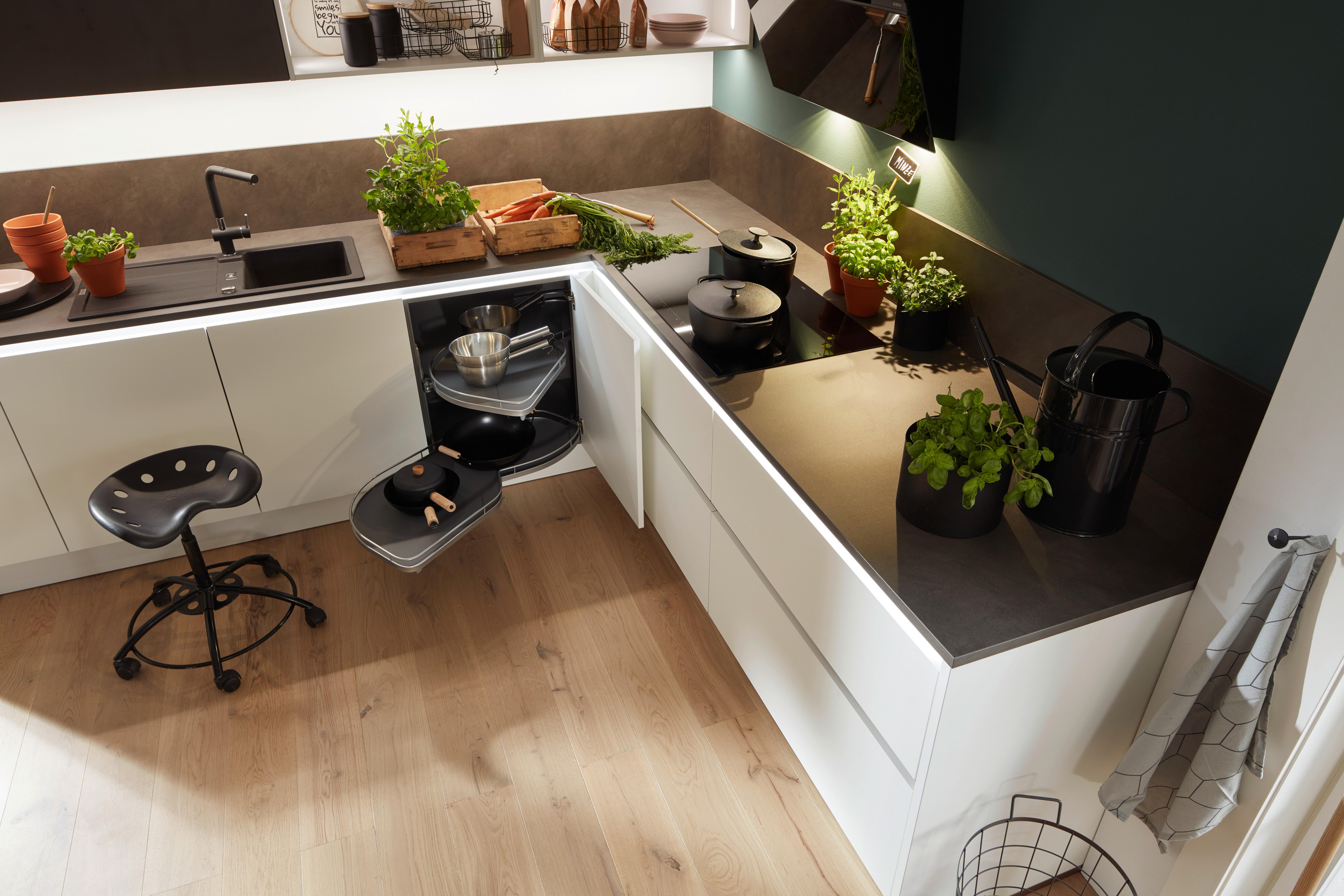 Einbauküche Portland / Plus in Anthrazit / Weiß - Anthrazit/Weiß, MODERN, Holzwerkstoff - Nolte Küchen