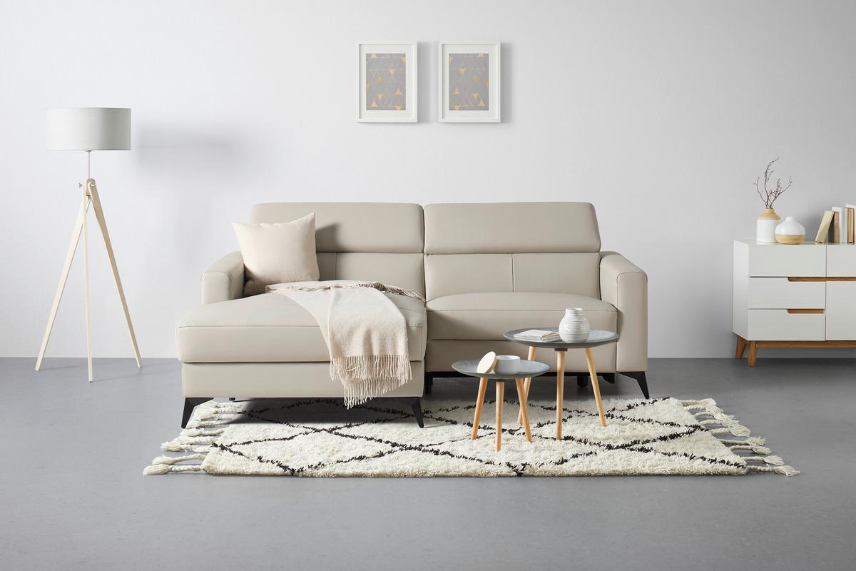 Sarokkanapé Bari - bézs, Konventionell, bőr/textil (102-163/75-95/214cm) - Mömax