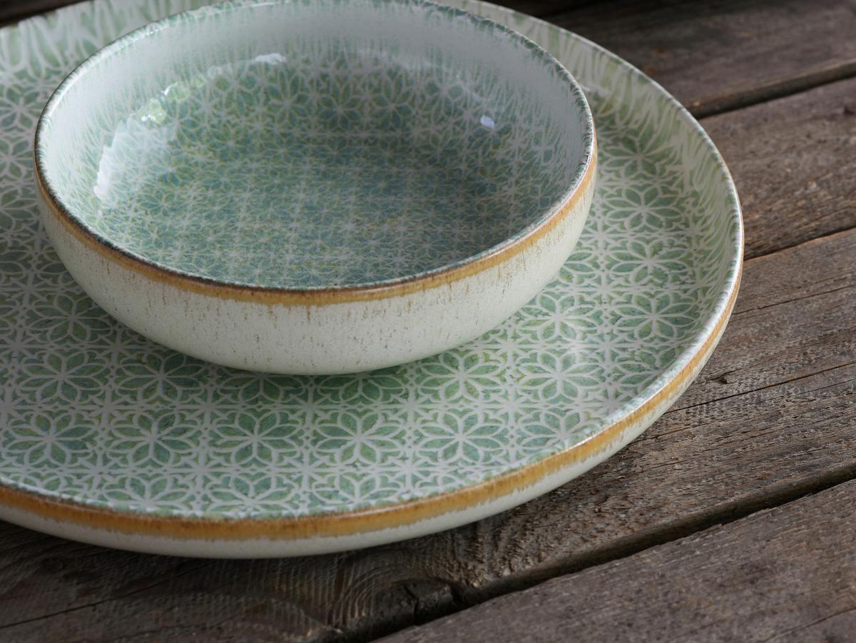 Jedilni Servis Emiliana Green, 12-Delni - krem barve/zelena, Basics, keramika - Creatable