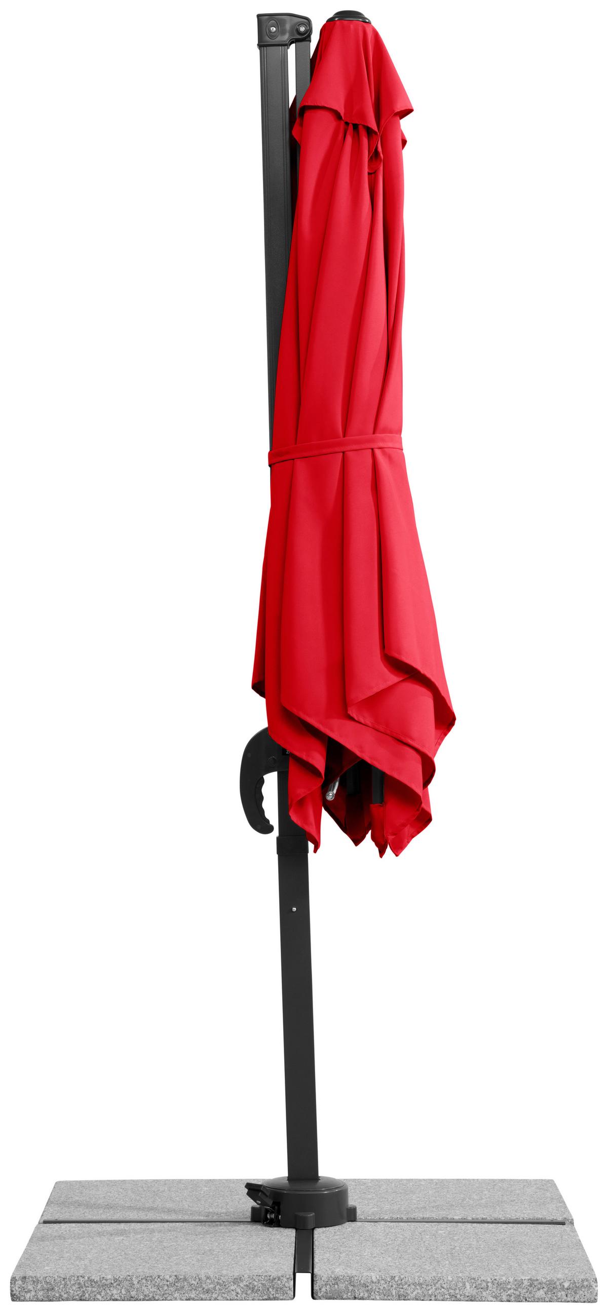 Ampelschirm Rhodos Junior ca.300x239x230cm Rot - Anthrazit/Rot, Basics, Textil/Metall (300/239/230cm) - Schneider