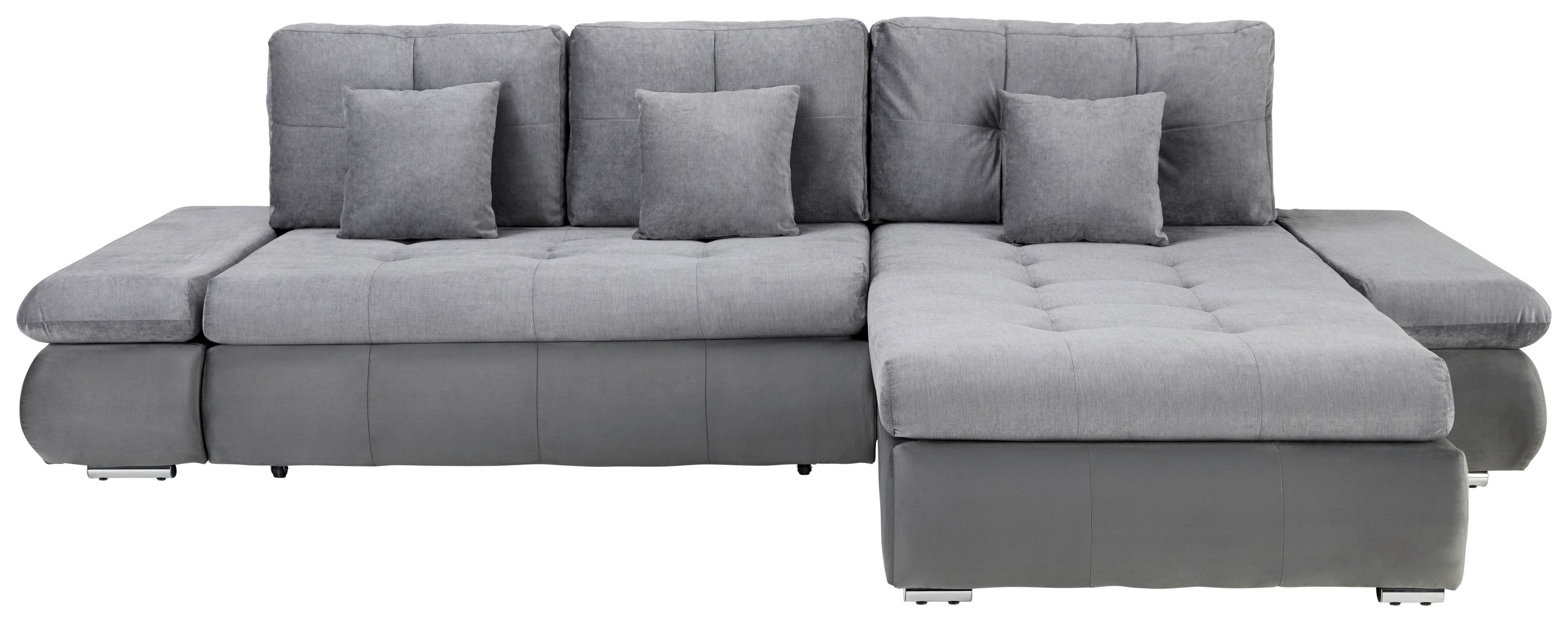 Wohnlandschaft Enrico in Anthrazit - Chromfarben/Anthrazit, KONVENTIONELL, Kunststoff/Textil (303/185cm) - Based