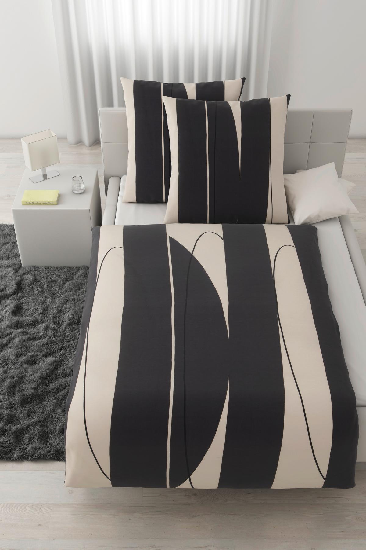 Bettwäsche Abstract XXL Schwarz/Weiß ca. 200x200cm - Schwarz/Weiß, MODERN, Textil (200/200cm) - Modern Living