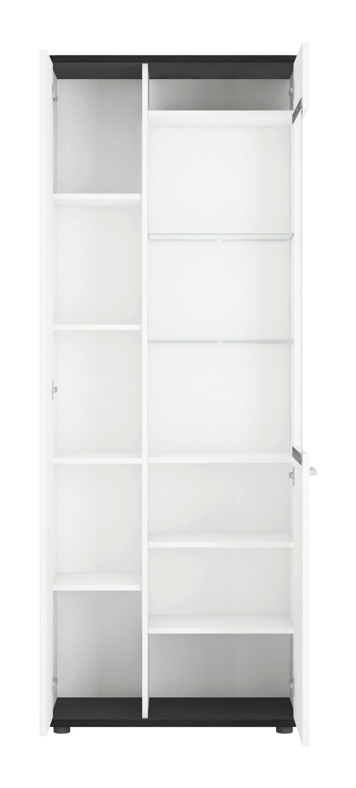 Vitrina Venezia, Bela, Barva Temnega Hrasta - bela/temni hrast, Moderno, kovina/umetna masa (76,1/200/40cm)