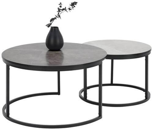 ZESTAW STOLIKÓW KAWOWYCH CIARA    -TIME- - jasnoszary/ciemnoszary, Design, materiał drewnopochodny/metal (60-80/60-80/42-45cm) - Ti'me
