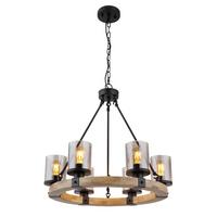 Függőlámpa 15555-6h - sötétbarna/fekete, Natur, műanyag/Üveg (59/98cm) - Globo