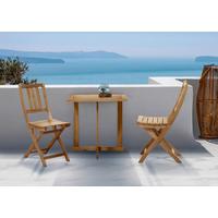 Balkonset 3-tlg. Naturfarben Akazienholz - Naturfarben, Natur, Holz - Gardenson