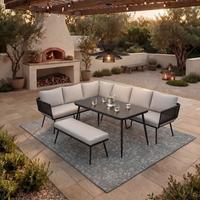 Dining-loungeset Camea - Dunkelgrau/Hellgrau, Modern, Kunststoff/Textil - Bessagi Garden