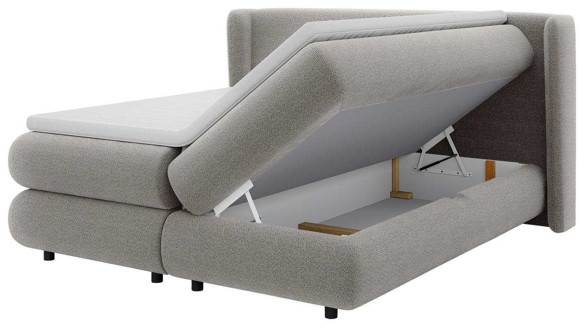 Boxspring Krevet Elodie - siva/crna, Konvencionalno, tekstil/plastika (160/200cm) - Premium Living