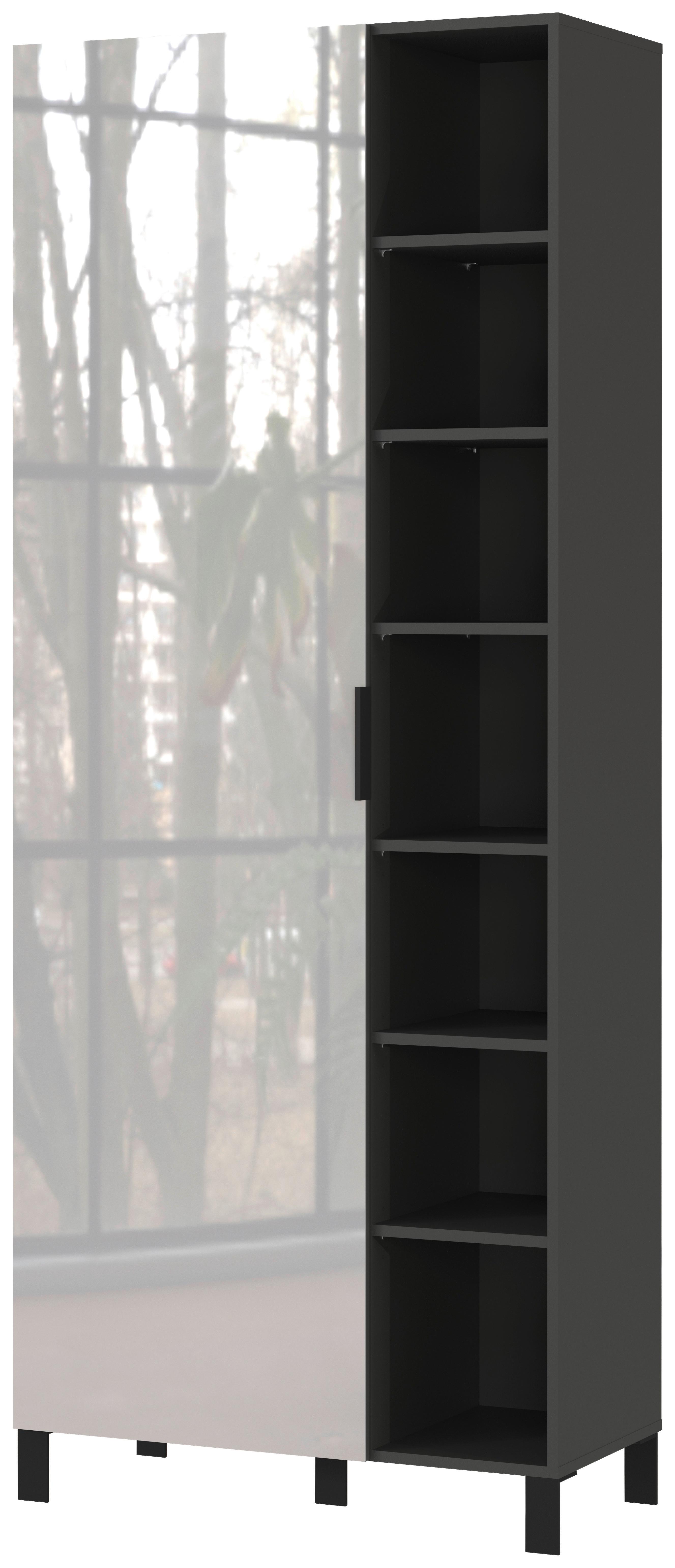 Garderobenschrank Ceduna in Graphitfarben/Grau. - Graphitfarben/Schwarz, MODERN, Glas/Holzwerkstoff (82/202/40cm) - Premium Living