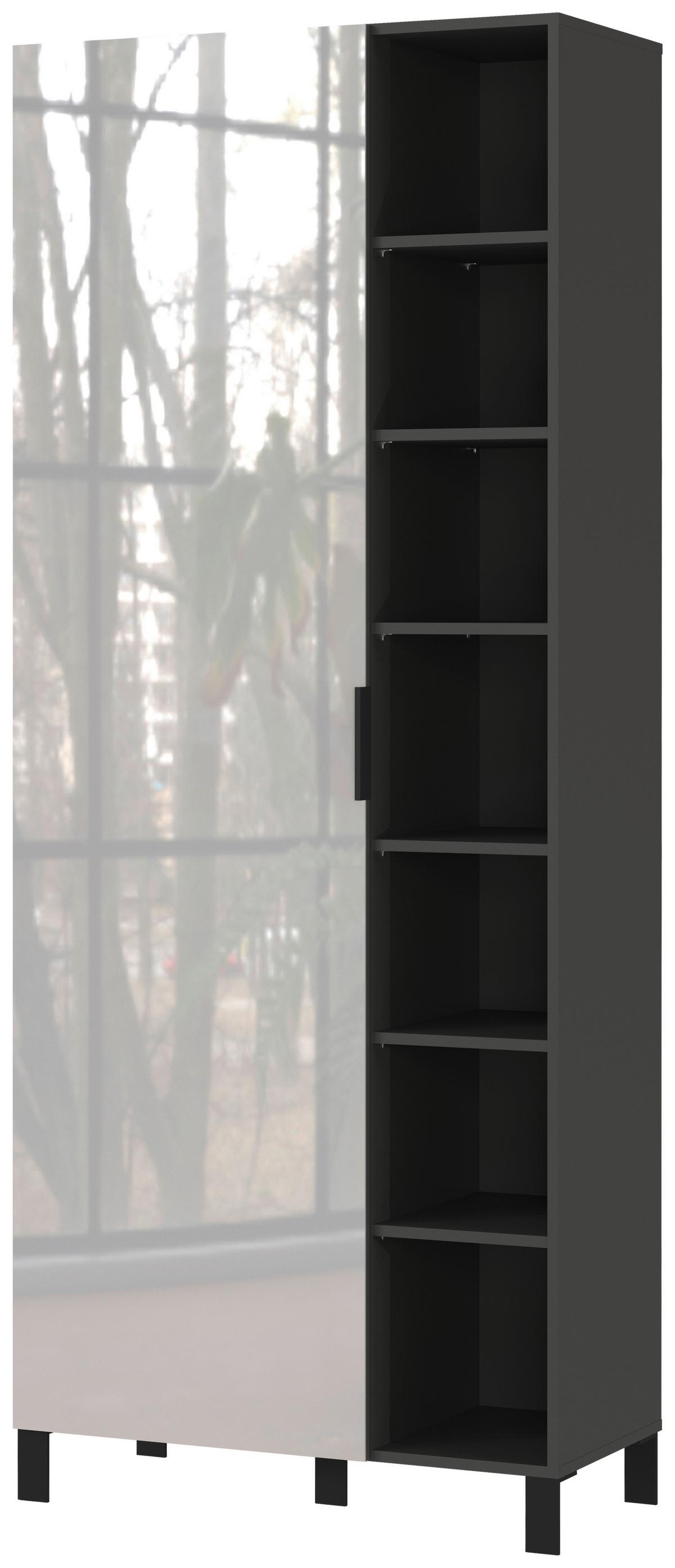 Garderobenschrank Ceduna in Graphitfarben/Grau. - Graphitfarben/Schwarz, MODERN, Glas/Holzwerkstoff (82/202/40cm) - Premium Living