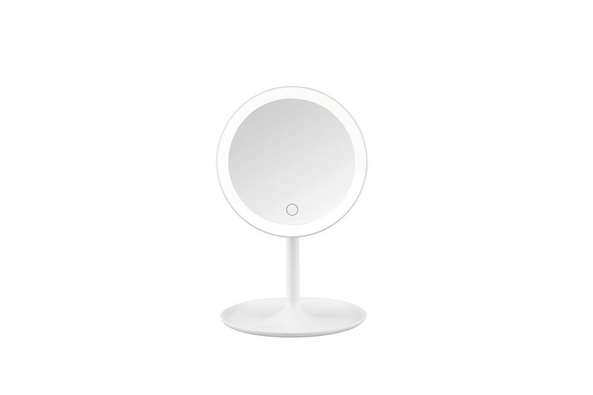 Schminkspiegel Liara Weiß mit LED - Weiß, MODERN, Glas/Kunststoff (18/28,5cm) - Mömax