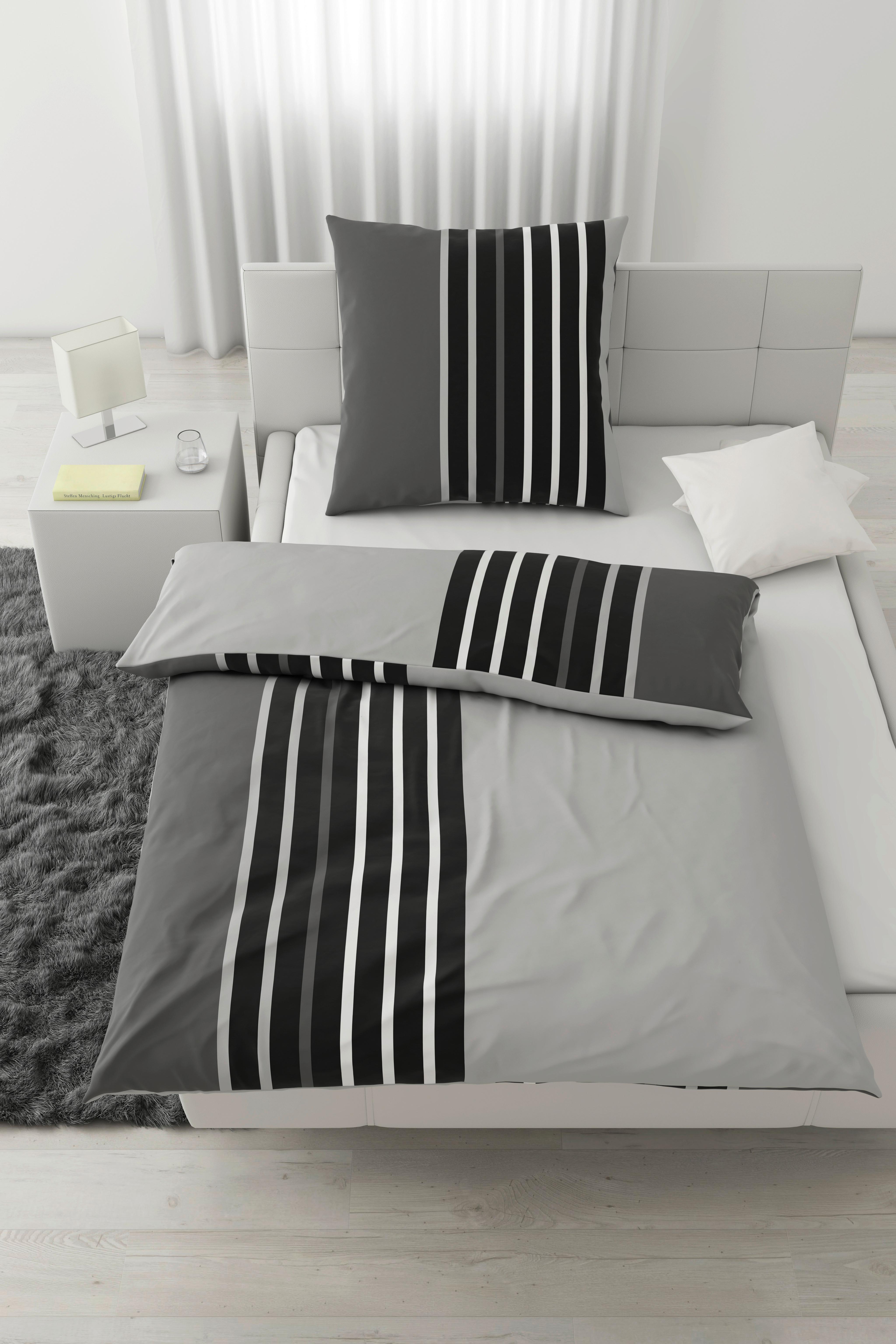 Bettwäsche Anton Schwarz/Grau ca. 135x200cm - Schwarz/Grau, KONVENTIONELL, Textil (135/200cm) - Modern Living