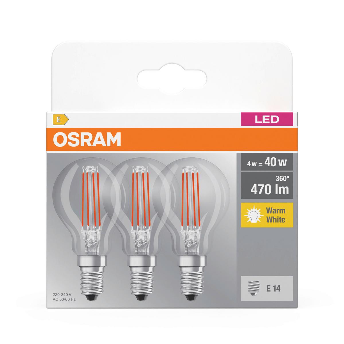 ŻARÓWKA LED FILAMENT BASECLP40 4W-827 FIL - przejrzysty, Basics, szkło (4,5/8,4cm) - Osram