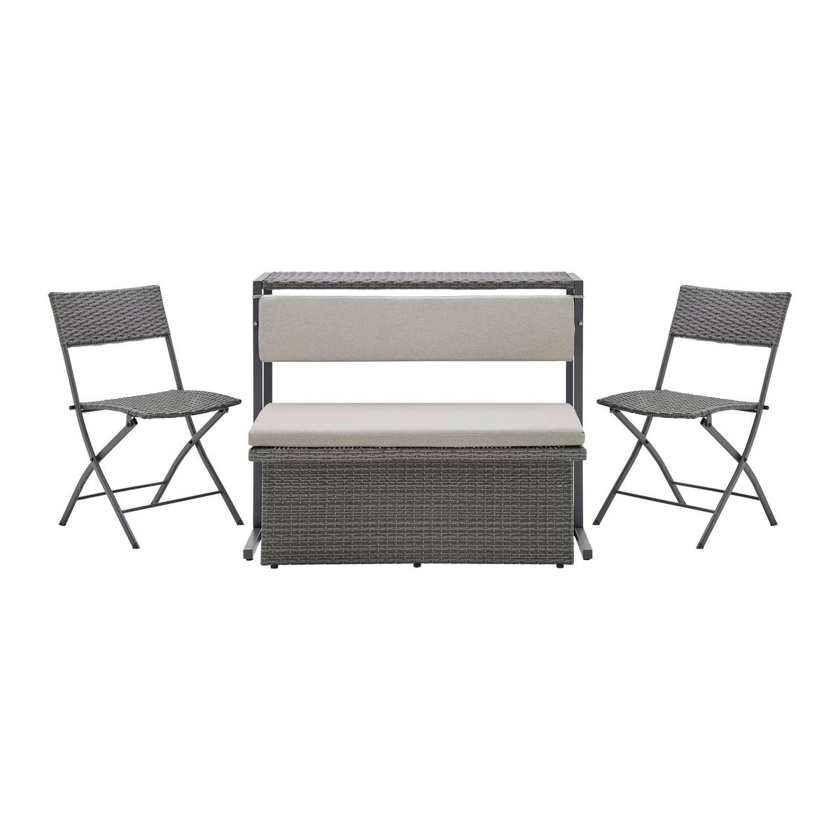 Set balcon Mario - gri deschis/gri, Modern, plastic/metal (110/86,5/80cm) - Bessagi Garden