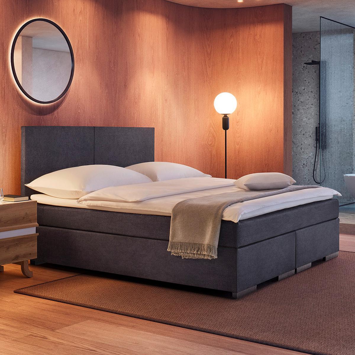Boxspring Ágy Florin - szürke, Modern, faalapú anyag/textil (180/200cm) - Bessagi Home