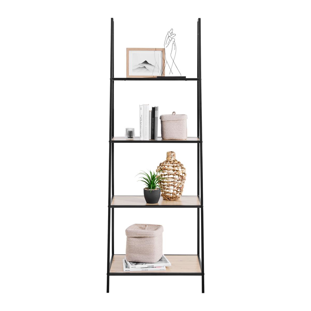 Regal Joris Naturfarben/Schwarz - Schwarz/Naturfarben, MODERN, Holzwerkstoff/Metall (60/170/42cm) - Mömax