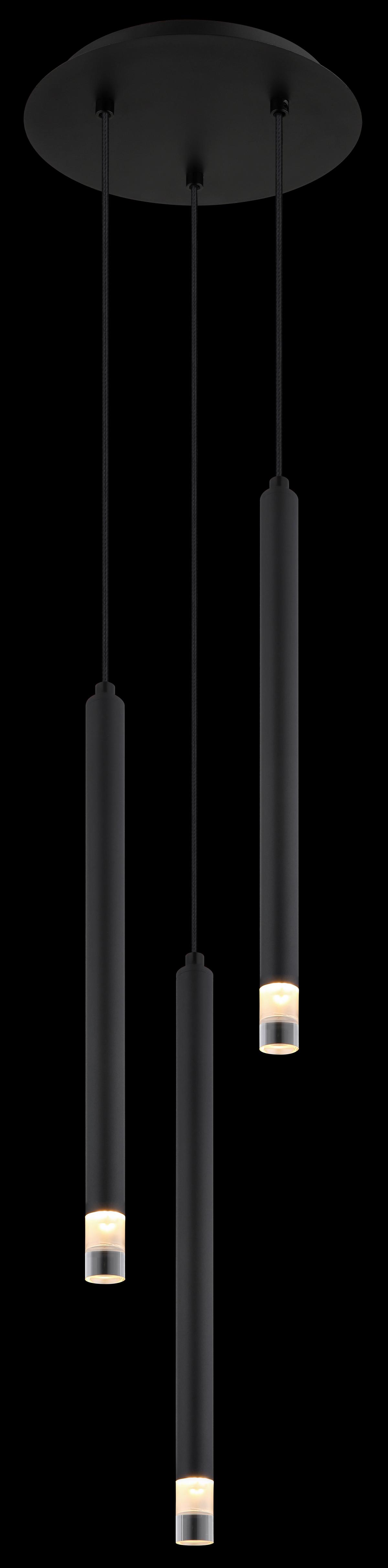 Hängeleuchte Blake Schwarz max. 4 Watt - Klar/Schwarz, Basics, Kunststoff/Textil (24/120cm) - Globo
