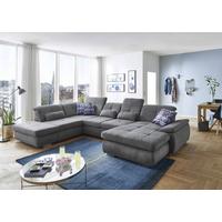 U-alakú Kanapé Paso - ezüstszínű, Konventionell, faalapú anyag/fém (374/83/260cm) - Premium Living