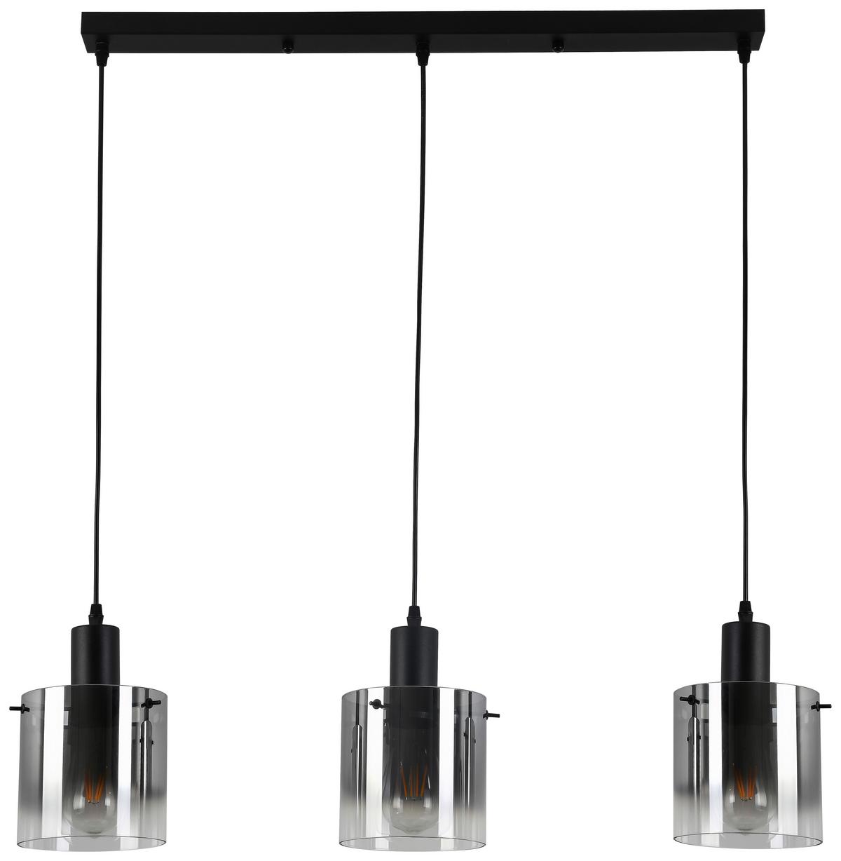 Hängeleuchte Christiano max. 40 Watt - Schwarz, MODERN, Glas/Metall (80/15/120cm) - Premium Living