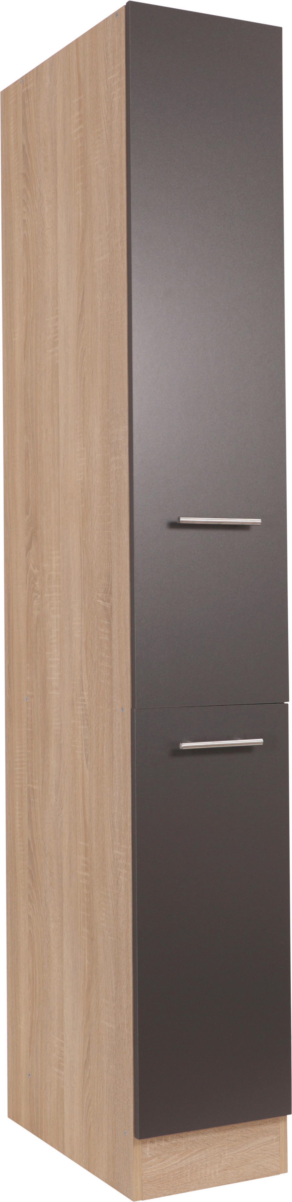 Apothekerschrank MERLE Grau/Eichefarben - Eichefarben/Silberfarben, Basics, Holzwerkstoff/Metall (30/200/60cm) - Respekta