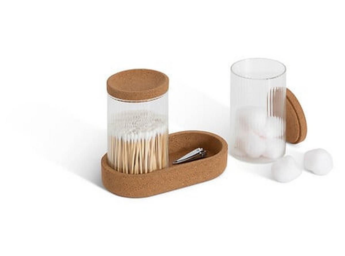 Set organizatoare cosmetice Will 3/1 - maro/transparent, Basics, sticlă/lemn (17,6/9,6/13,6cm)
