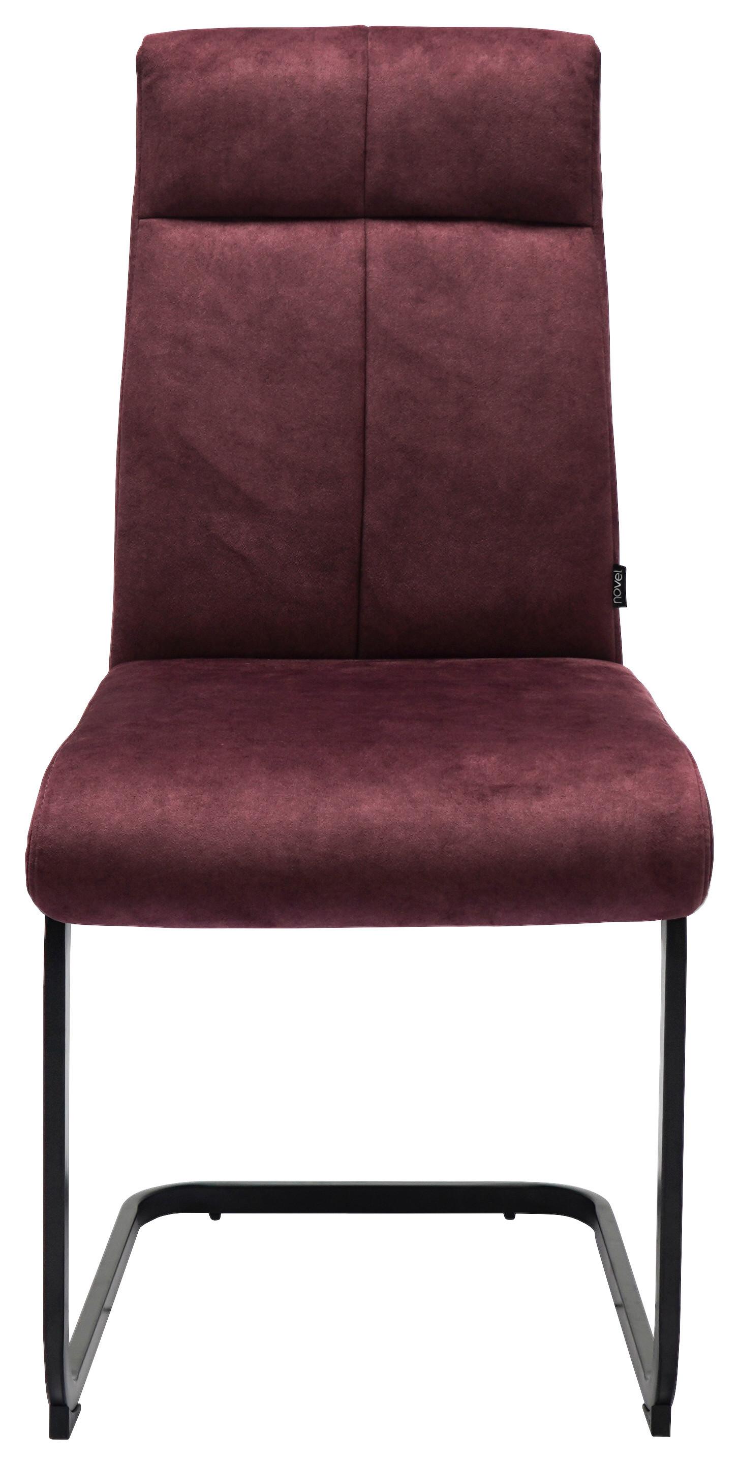 KRZESŁO NA PŁOZIE GISMO - czerwone wino/czarny, Design, metal/tkanina (45/92/62cm) - Novel