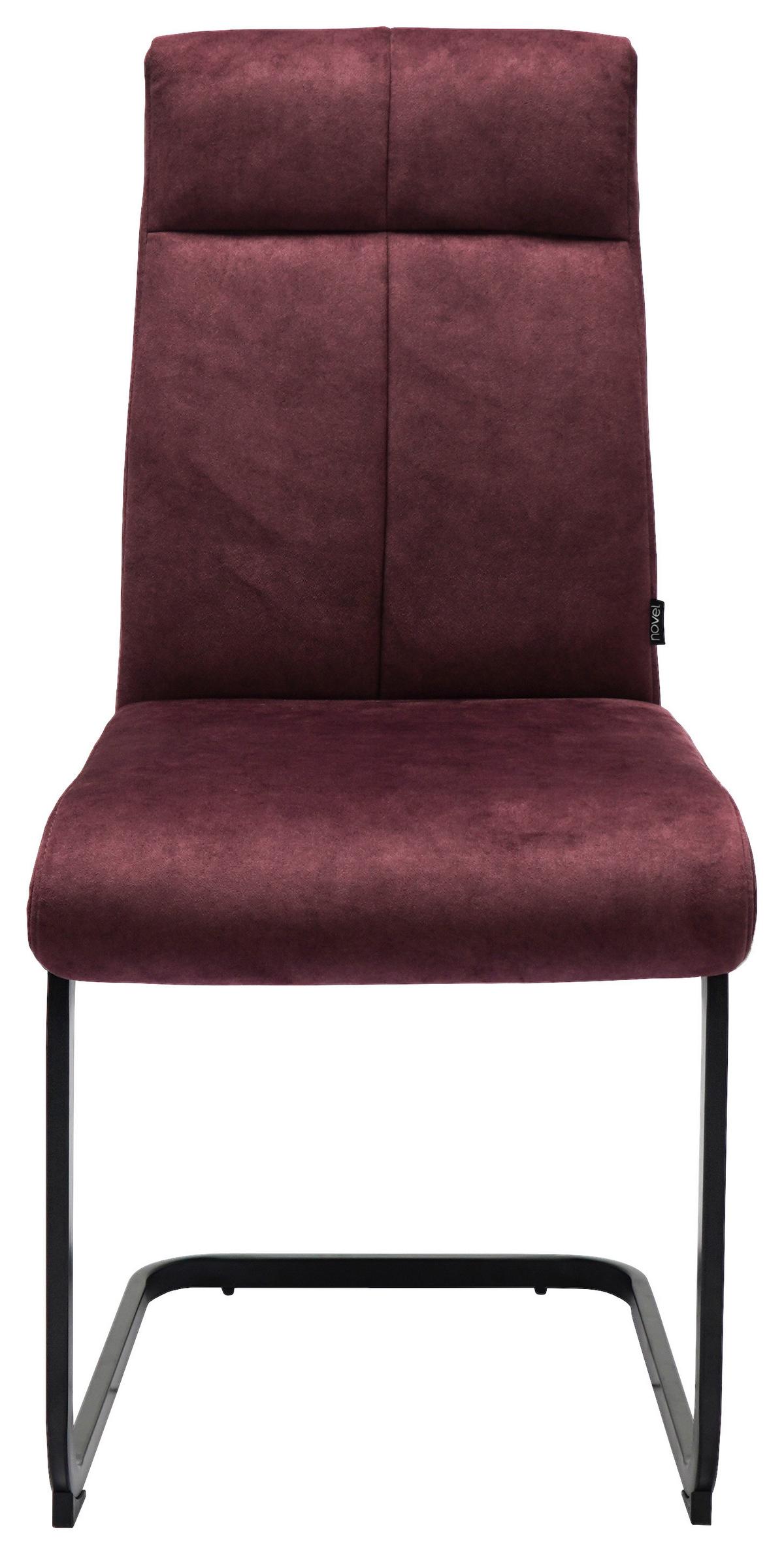 KRZESŁO NA PŁOZIE GISMO - czerwone wino/czarny, Design, metal/tkanina (45/92/62cm) - Novel