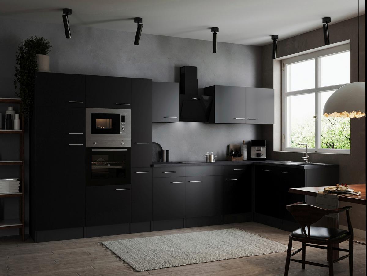 Kotna Kuhinja Z Aparati Oliver, 370x172cm - srebrne barve/črna, Design, kovina/leseni material (370/172cm) - Respekta