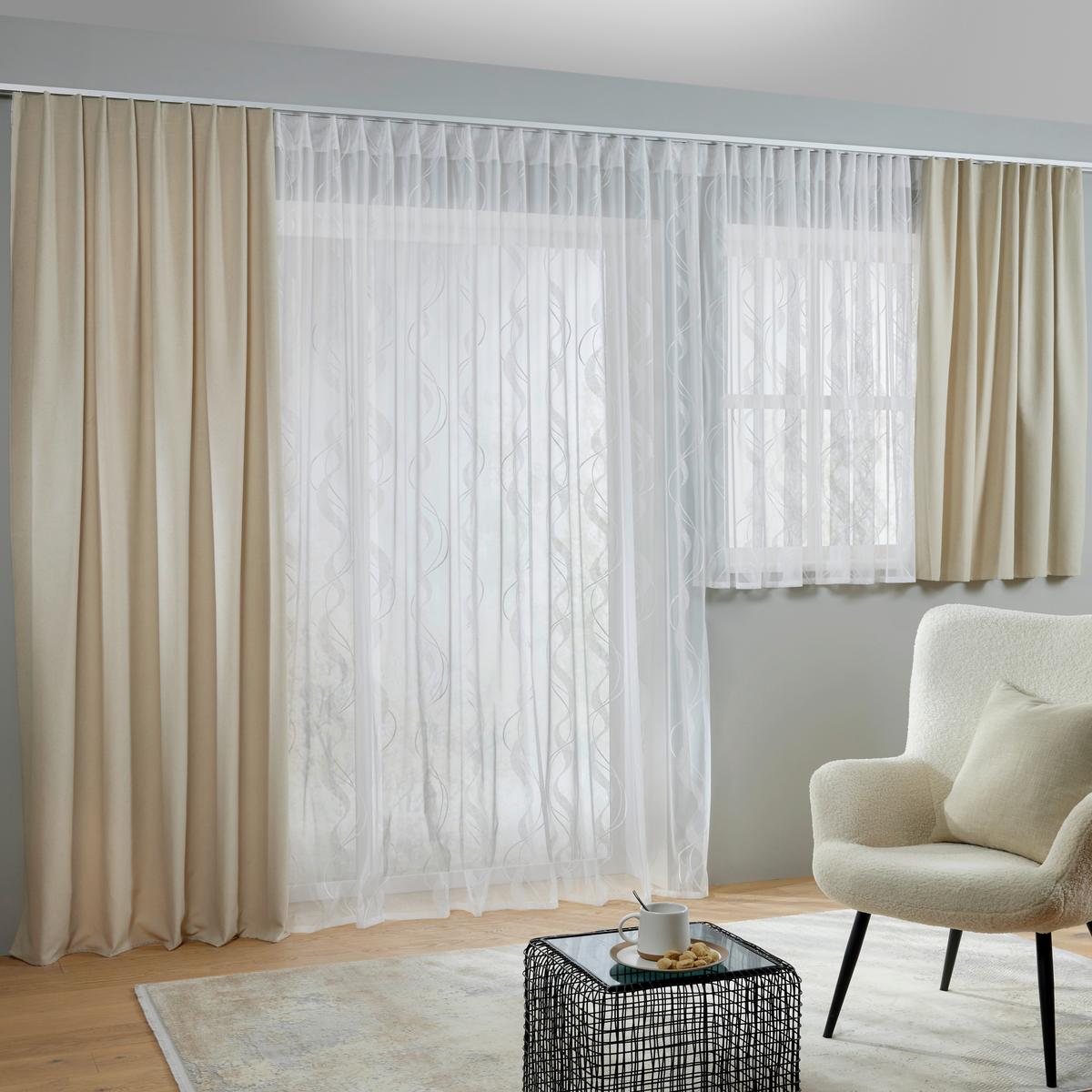 Fertigvorhang Ulrich in Sandfarben ca. 135x145cm - Sandfarben, Modern, Textil (135/145cm) - Modern Living