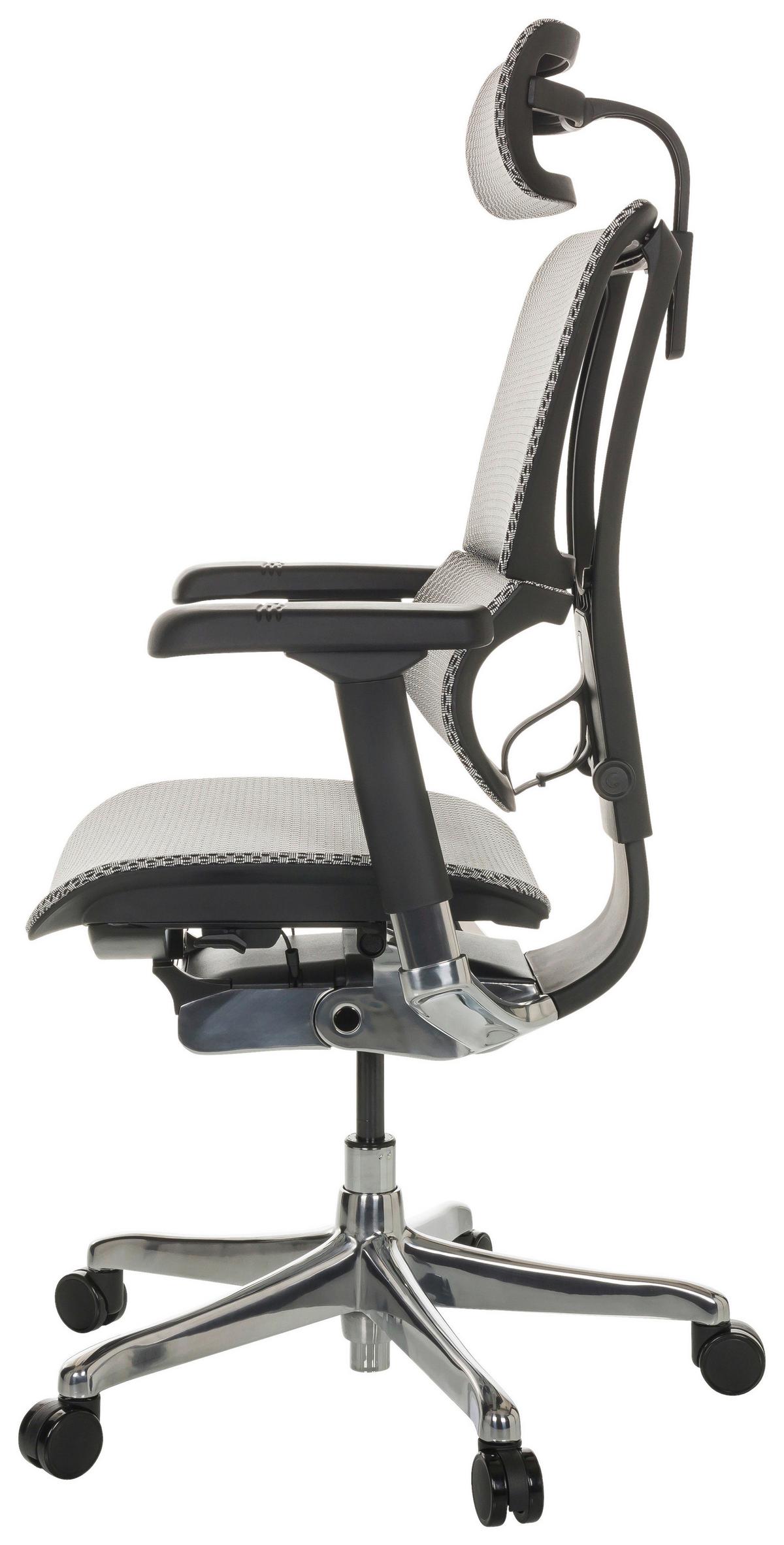 Drehstuhl Ergohuman Slim Hellgrau ca. 69x116-138x66cm - Silberfarben/Hellgrau, Basics, Kunststoff/Textil (69/116-138/66cm) - MID.YOU