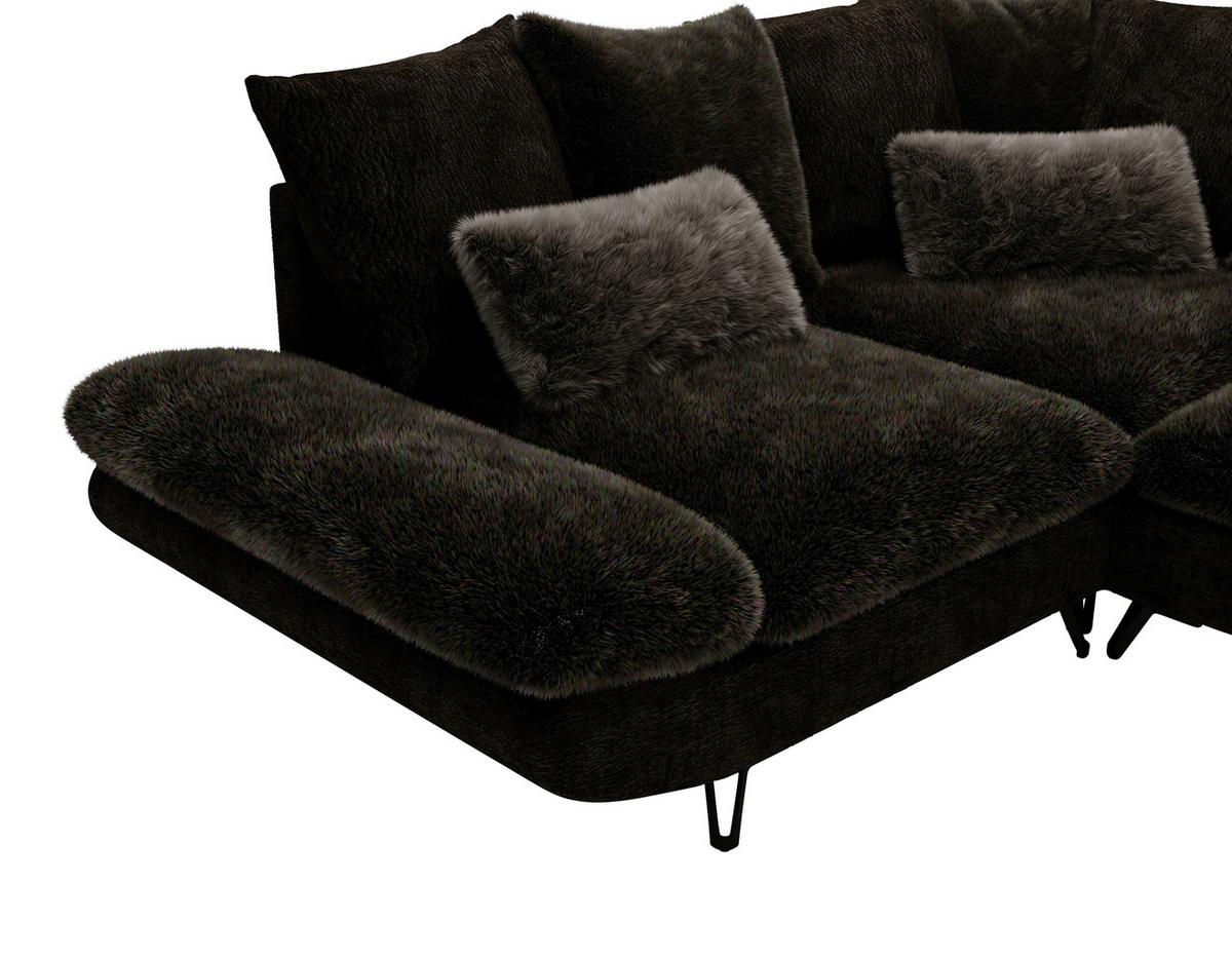 Wohnlandschaft Bormio - Dunkelbraun/Schwarz, Modern, Textil/Metall (276/276cm) - Premium Living