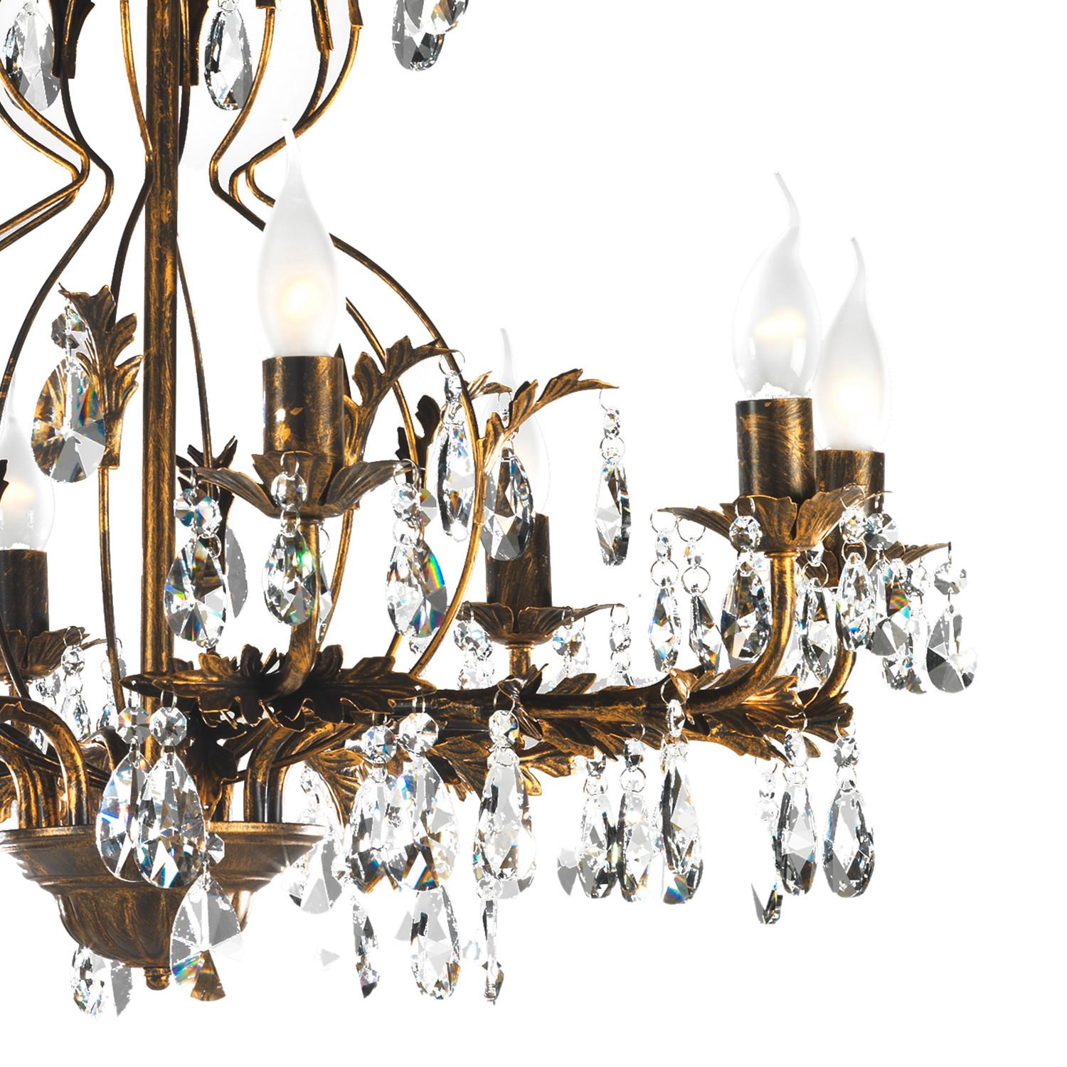 Kristall-Hängeleuchte Teresa Bronzefarben max. 6 Watt - Bronzefarben, KONVENTIONELL, Glas/Metall (70/105cm)