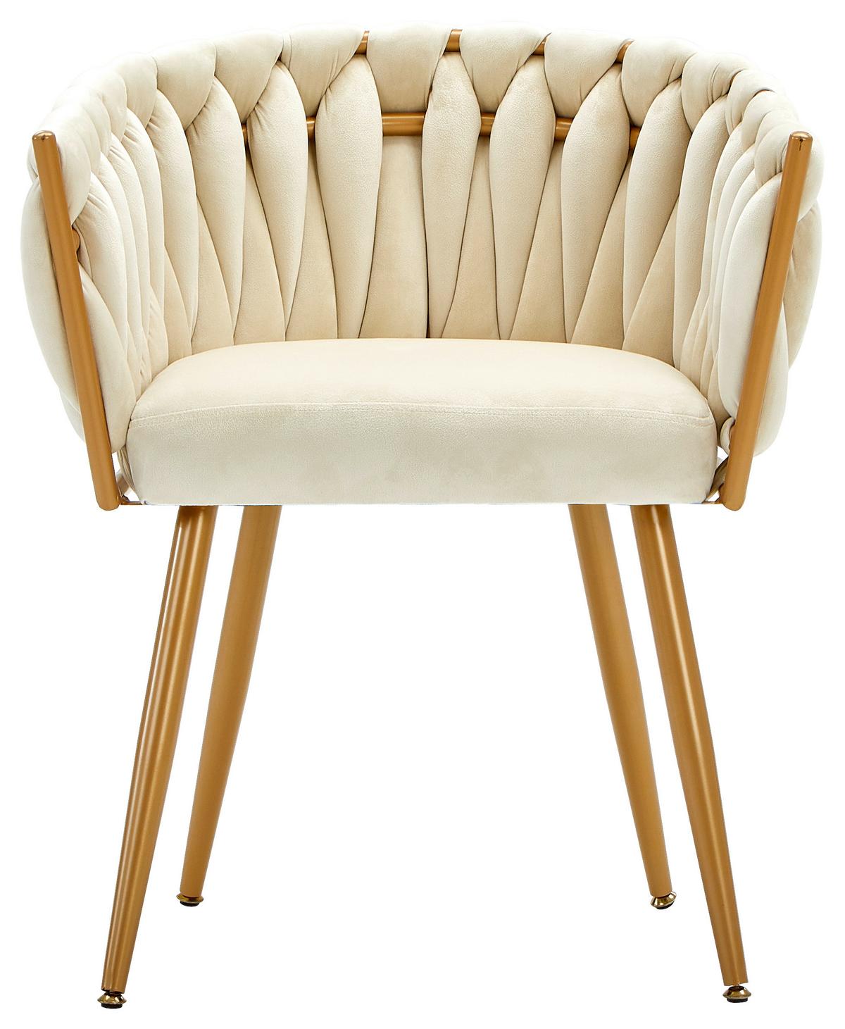 KRZESŁO Z PODŁOKIETNIKAMI WEAVY   -AMBIA HOME- - beżowy/kolor złoty, Lifestyle, metal/tkanina (60/78/55cm) - Ambia Home