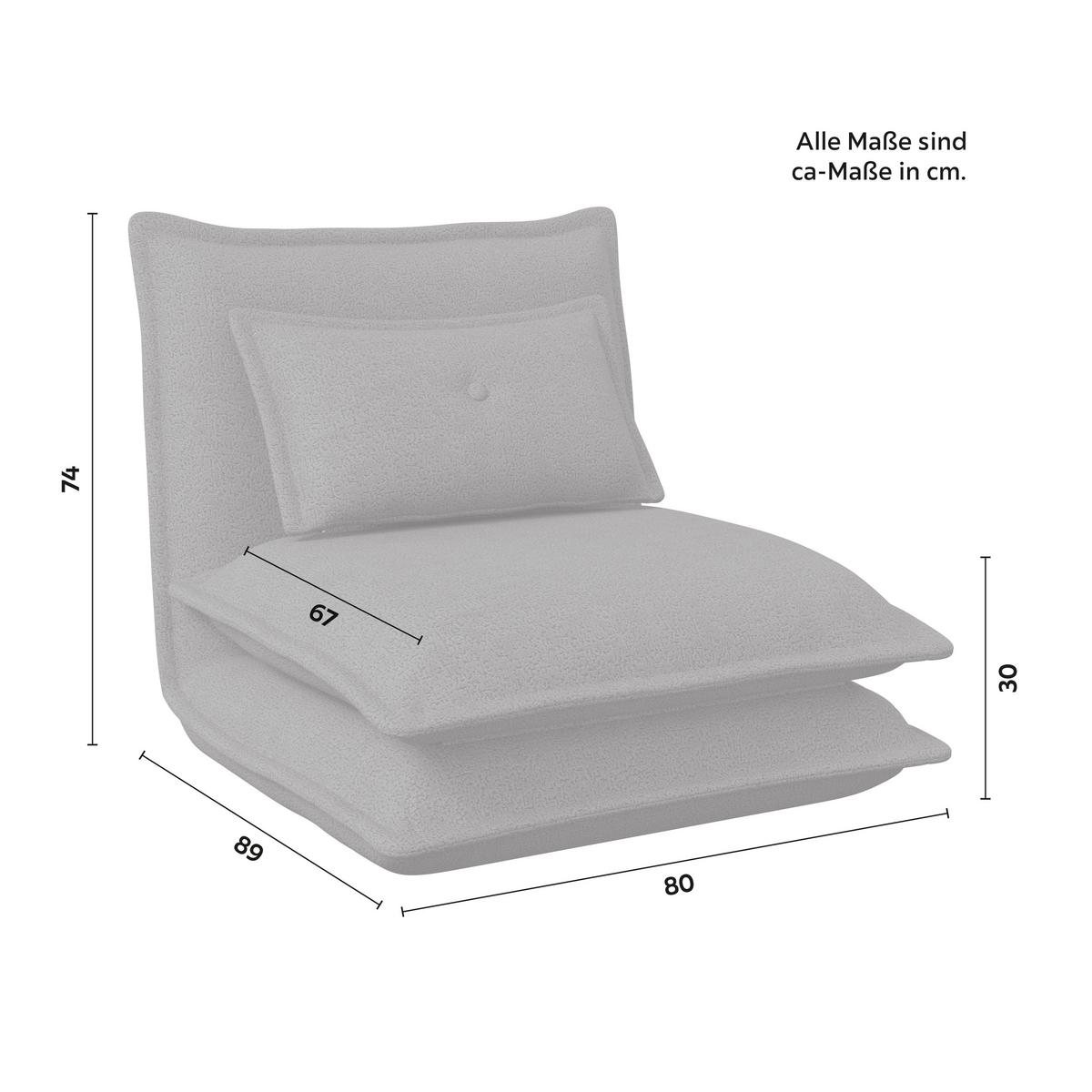 Schlafsessel Tamara Bouclé Hellgrau - Hellgrau, MODERN, Textil/Metall (82/31/69cm) - Bessagi Home