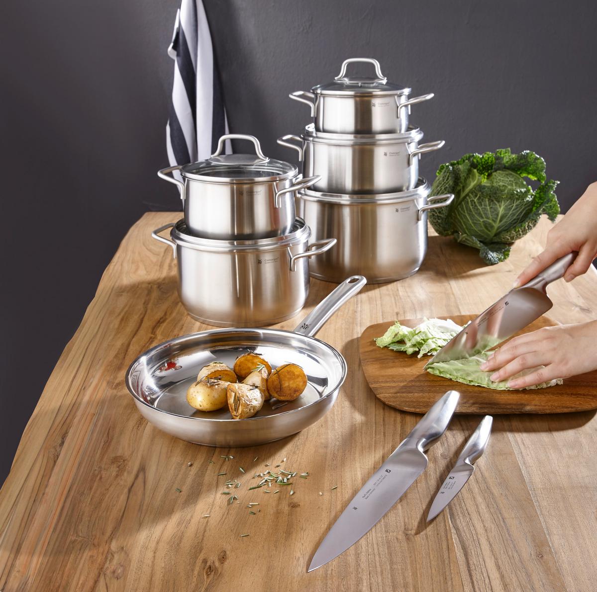 ZESTAW GARNKÓW 0739166030 WMF - kolor stalowy/przejrzysty, Basics, metal/szkło - WMF