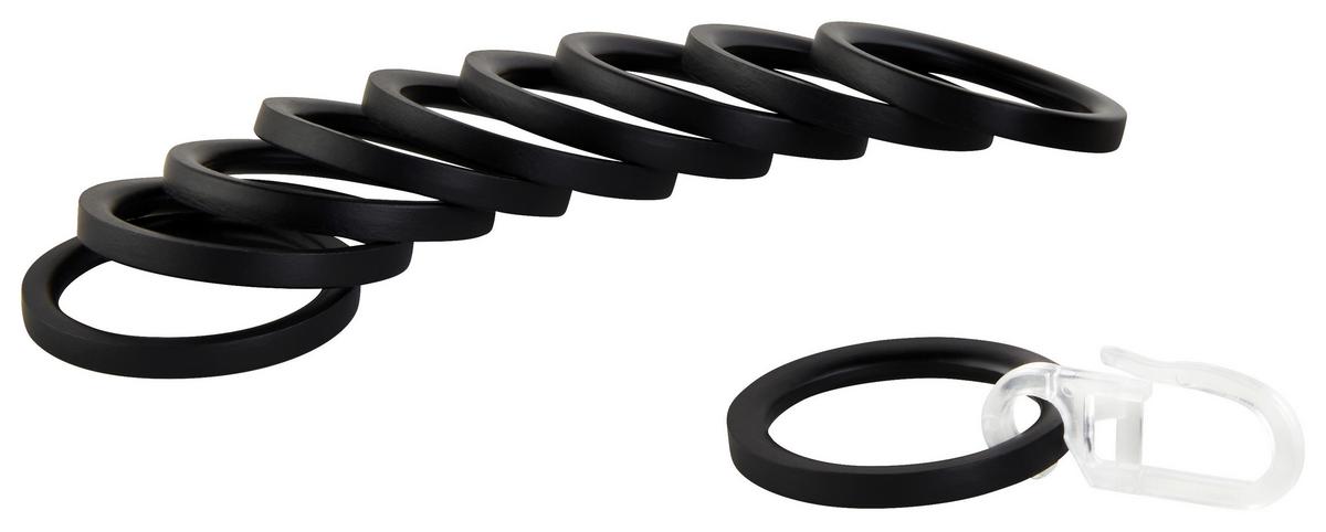 Set inele perdea cu clips RINGESET RILLCUBE - negru, metal (16cm) - Modern Living