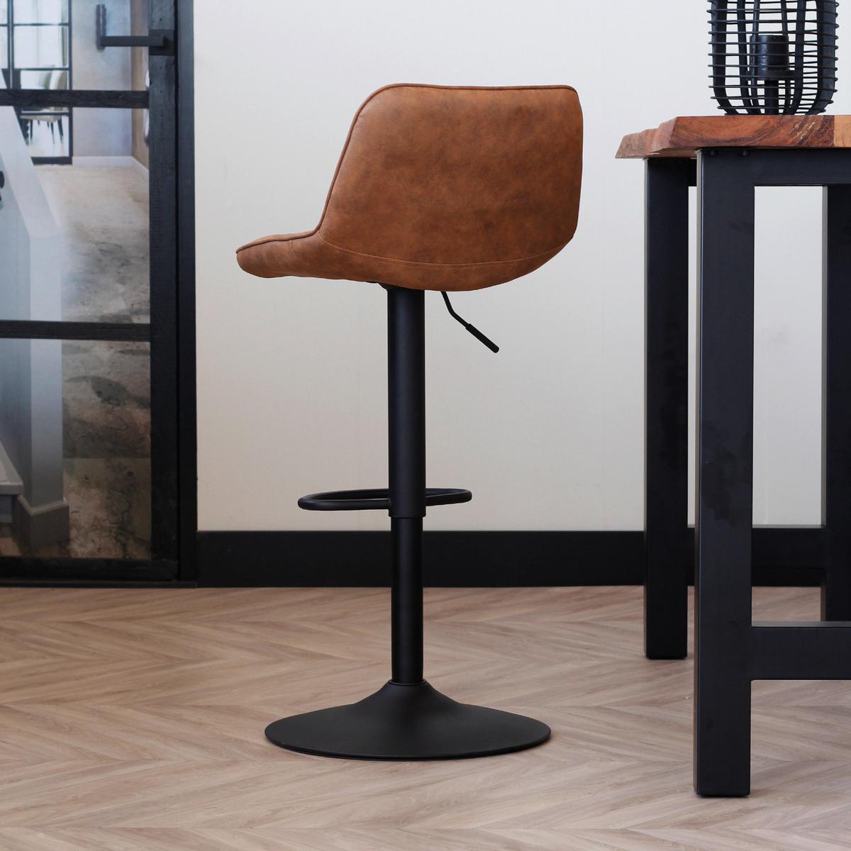 Barhocker-Set Ezra ca. 49x87 cm 2er-Set Cognac - Cognac/Schwarz, LIFESTYLE, Textil/Metall (49/87/43cm) - MID.YOU