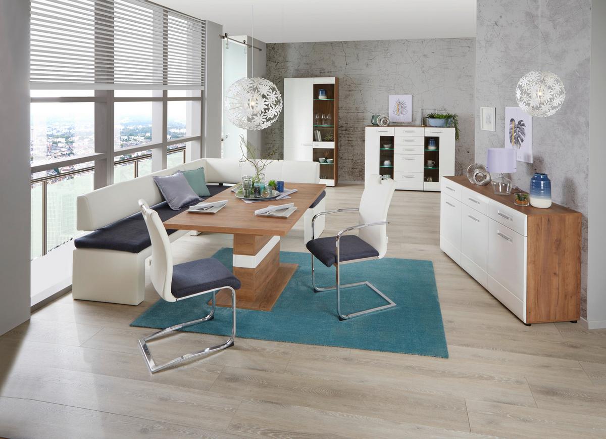 Visoka Komoda Avensis, Bela, Barva Hrasta - barve kroma/črna, Moderno, umetna masa/steklo (150/114,6/43,1cm) - Mömax