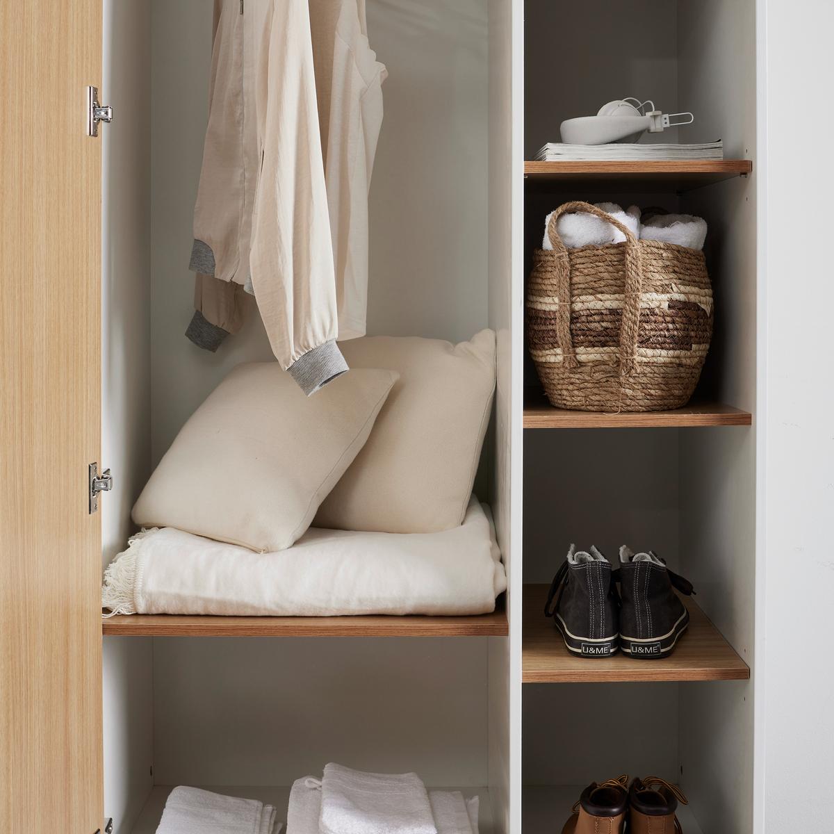 Kleiderschrank Poppy Natur/Weiß ca. 90x185x55 cm - Naturfarben/Weiß, MODERN, Holz/Holzwerkstoff (90/185/55cm) - Bessagi Kids