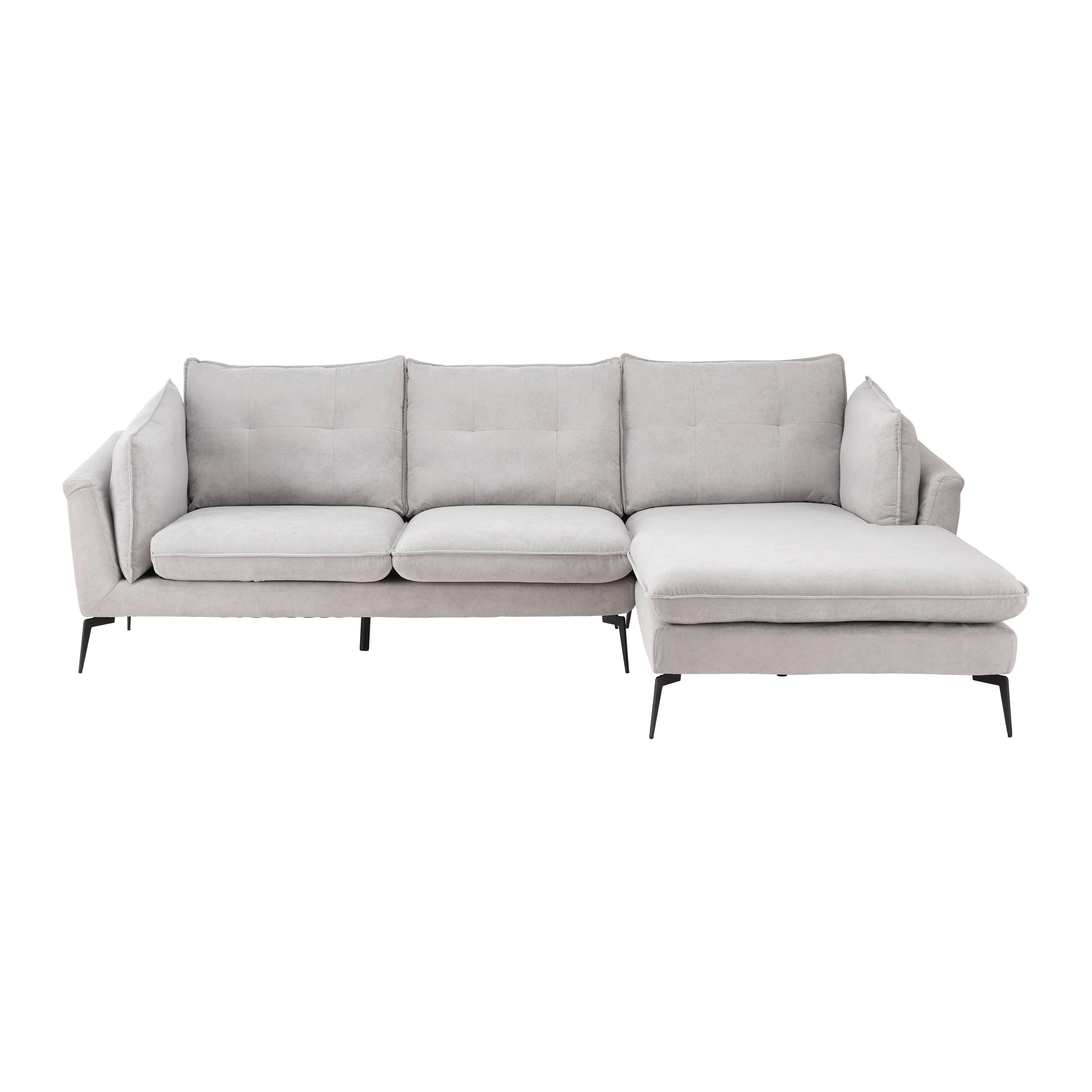 NAROŻNIK SANDRO - jasnoszary/czarny, Modern, metal/tkanina (258/86/82-160cm) - Bessagi Home
