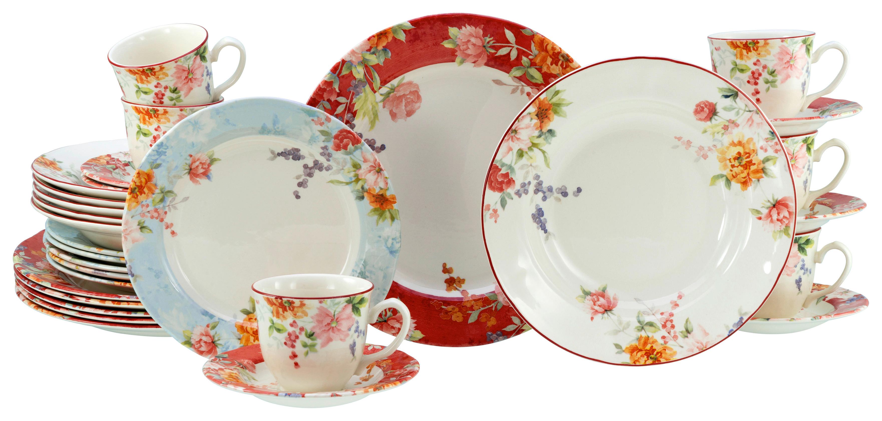 Kombinirani Servis Crimson Bunt, 30-Delni - večbarvno, Basics, keramika - Creatable