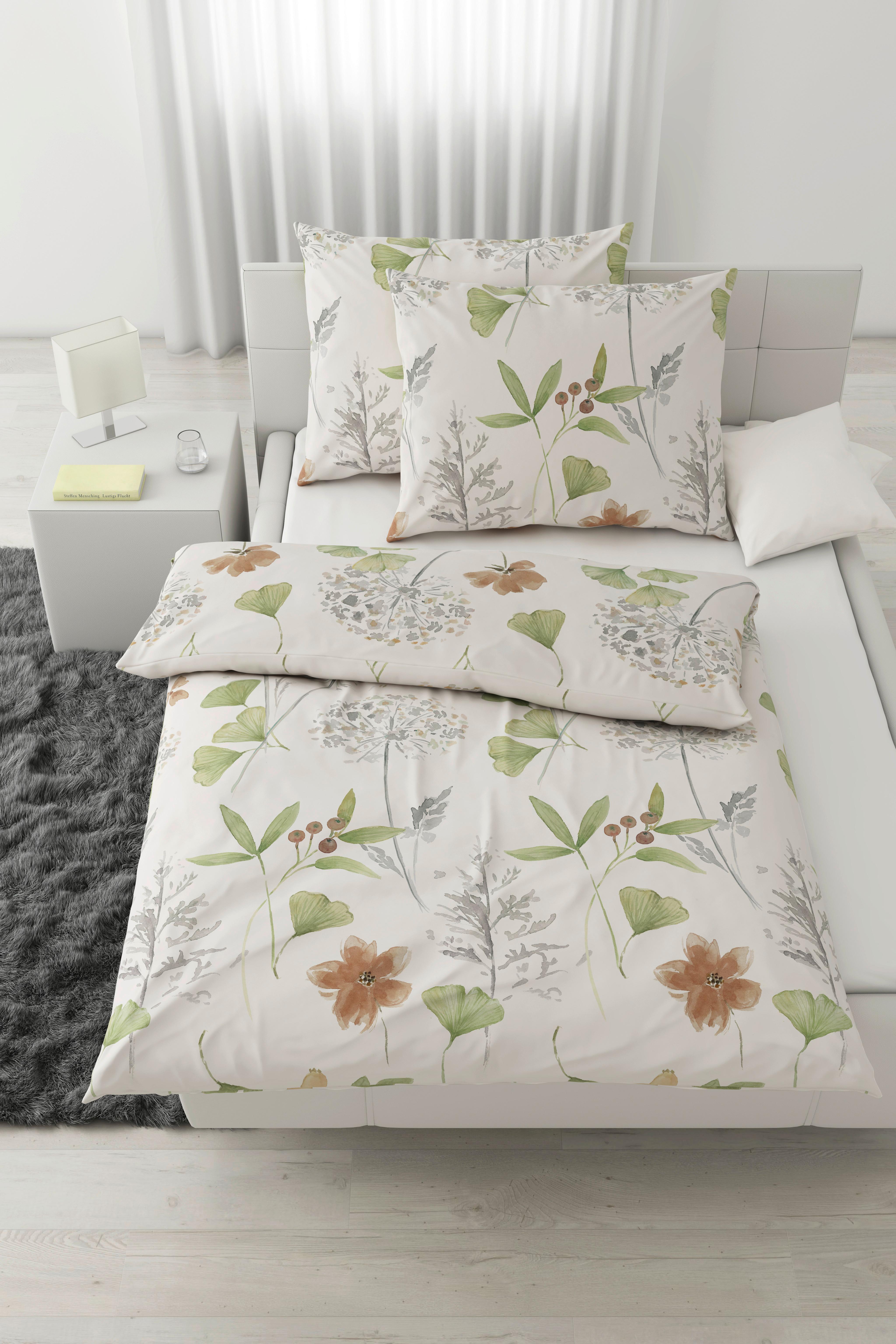Bettwäsche Bilbao XXL Grün/Weiß max. 200x220cm - Weiß/Grün, LIFESTYLE, Textil (200/220cm) - Modern Living