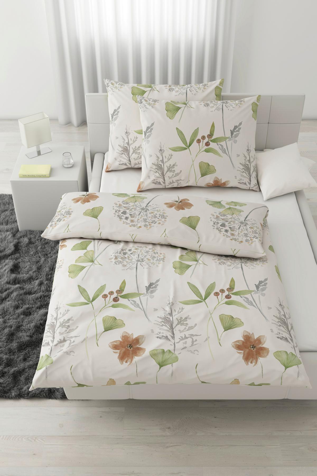 Bettwäsche Bilbao XXL Grün/Weiß max. 200x220cm - Weiß/Grün, LIFESTYLE, Textil (200/220cm) - Modern Living