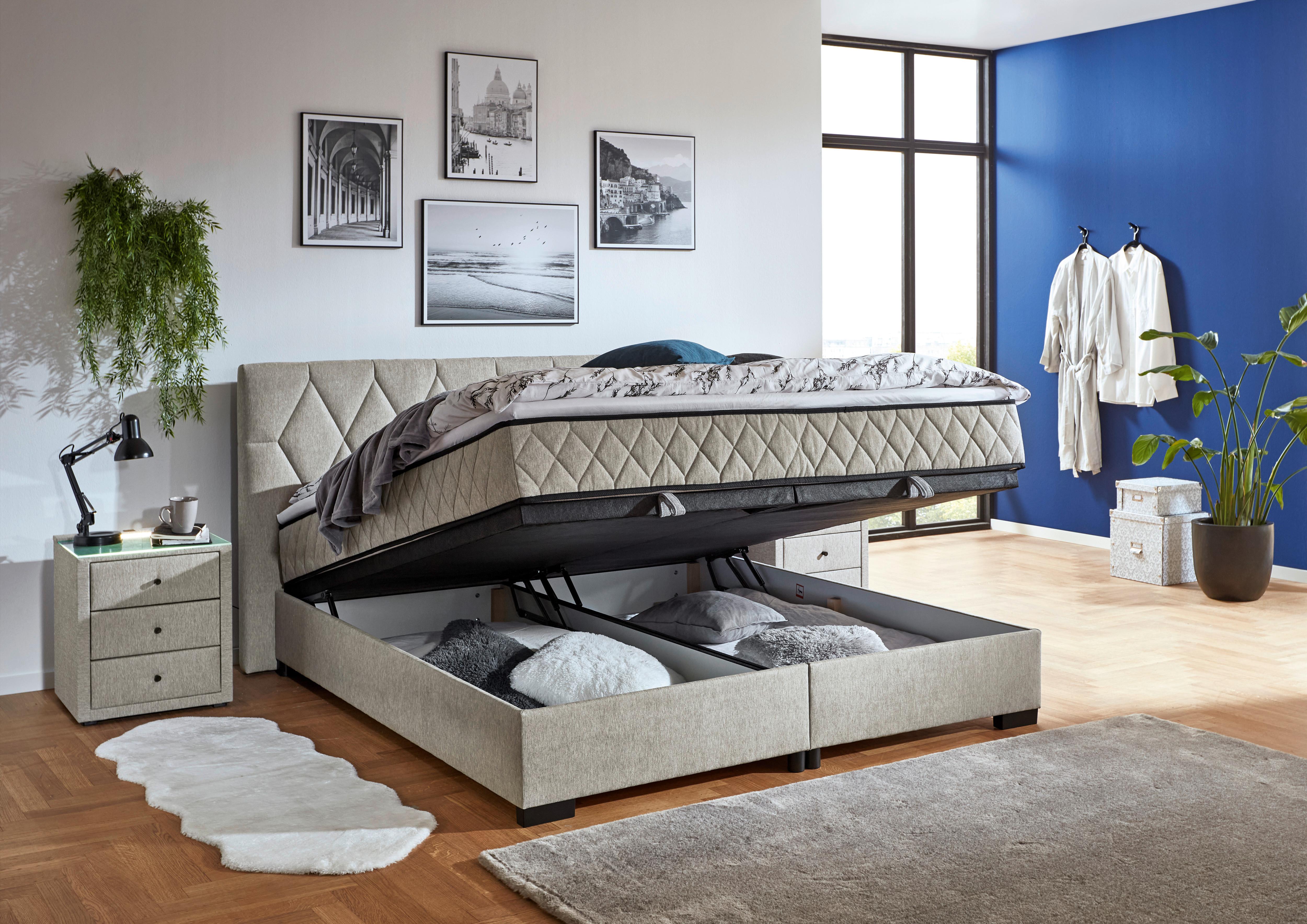 PAT BOX MAYA B - nisipiu, Konventionell, plastic/lemn (180/200cm) - Modern Living