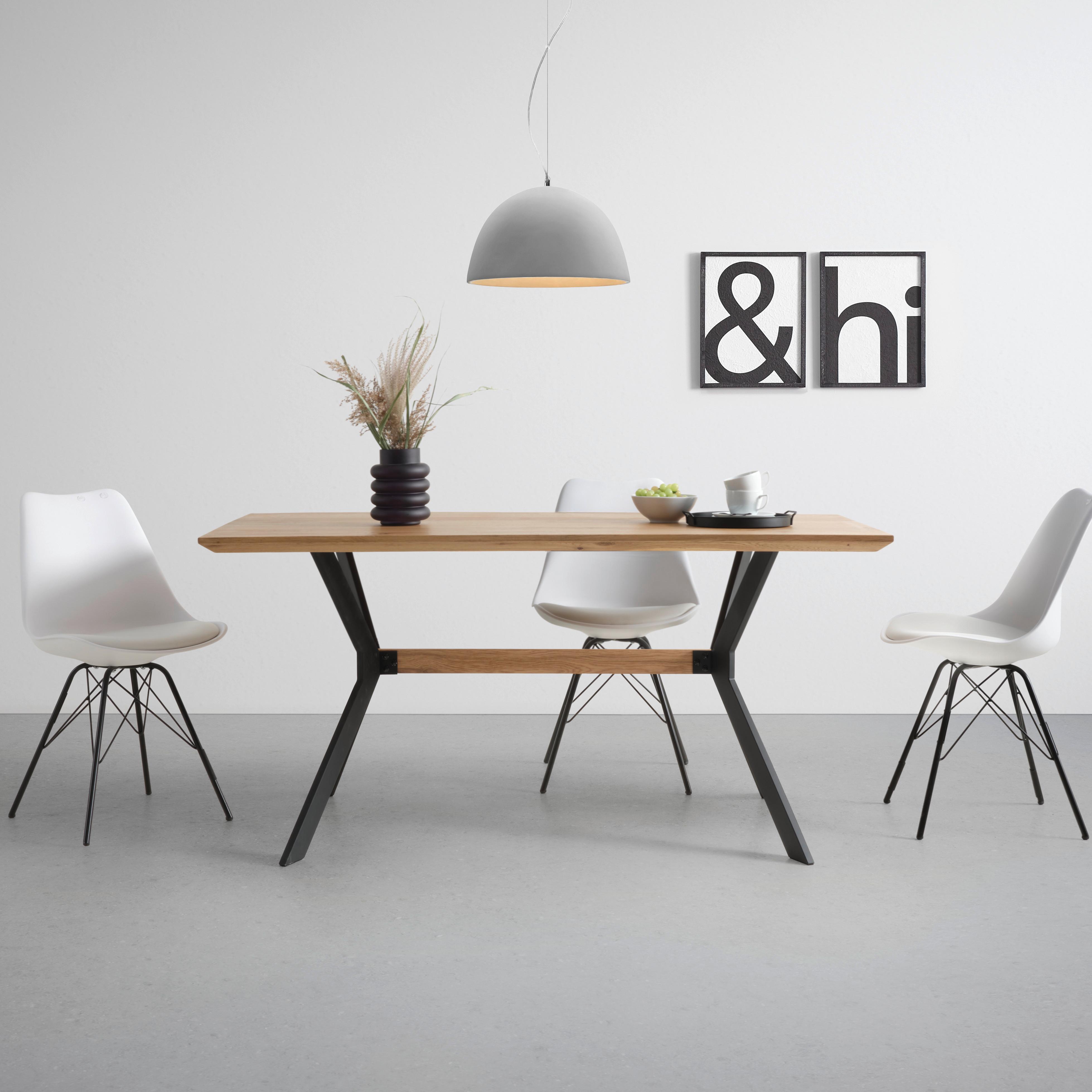 Esstisch Rupert in Schwarz/Eichefarben - Eichefarben/Schwarz, Basics, Holzwerkstoff/Metall (160/80/76cm) - Zandiara