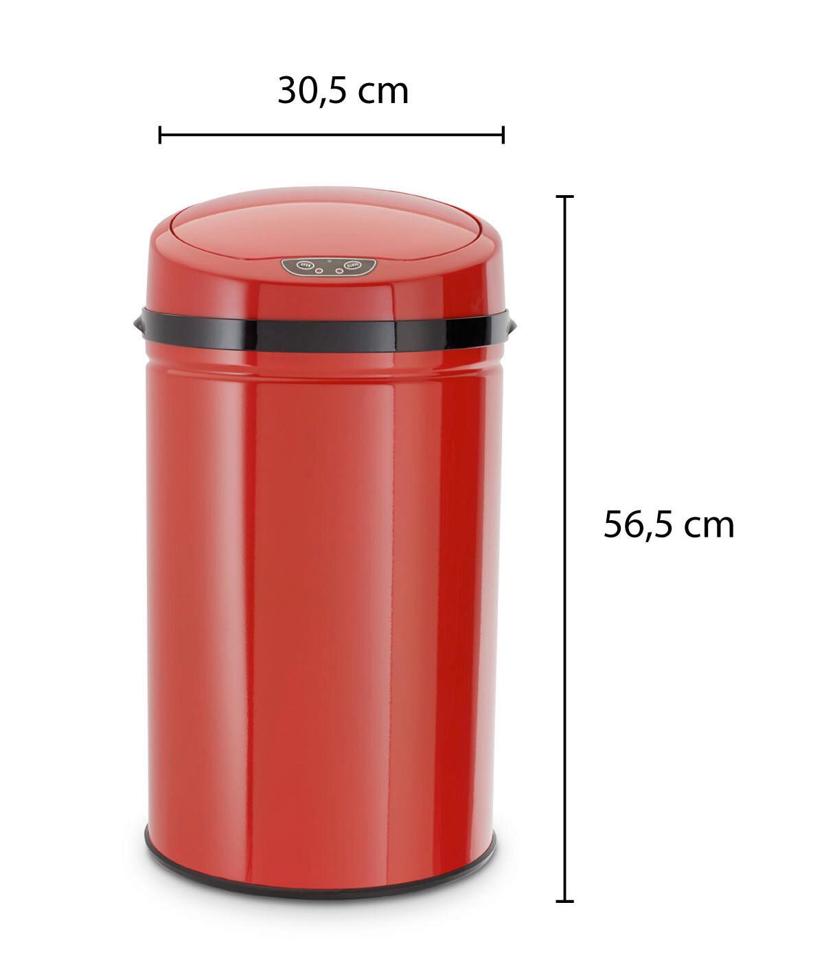 Koš Za Smeti Inox, 30 L - rdeča/črna, Basics, kovina/umetna masa (30,5/56,5cm) - Echtwerk