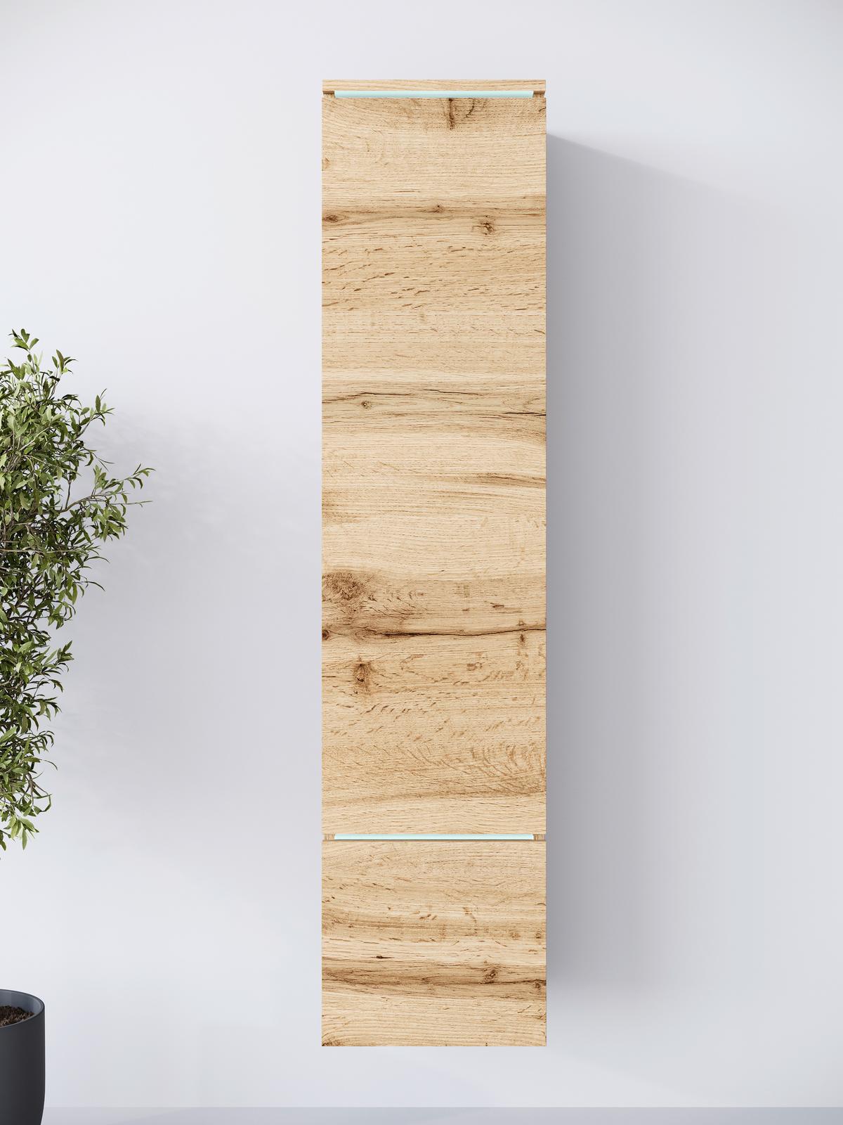 Hochschrank Vera Eiche Wotan - Eiche Wotan/Grau, Design, Holzwerkstoff/Kunststoff (30/130/33cm) - Livetastic