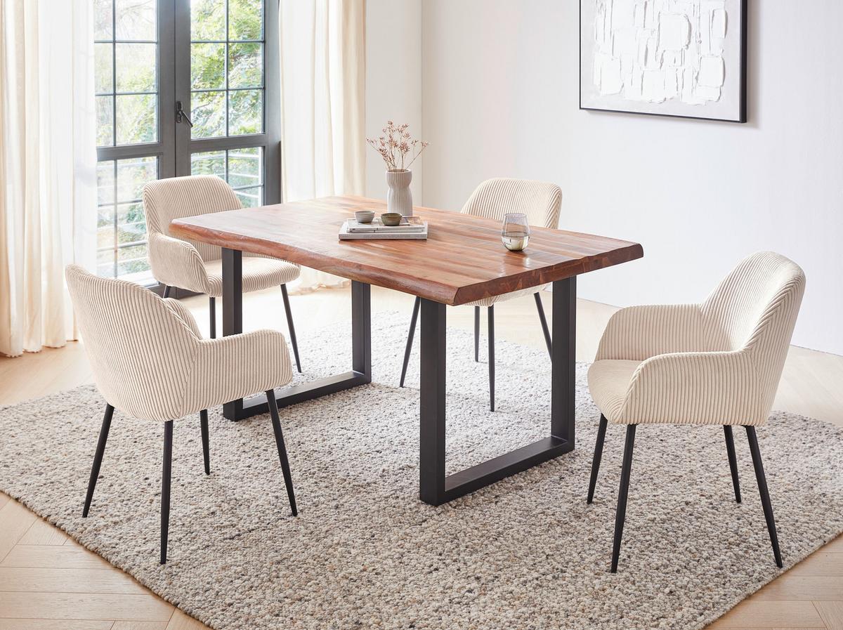 KRZESŁO Z PODŁOKIETNIKAMI JESSY - beżowy/czarny, Design, metal/tkanina (57/85/60cm) - Xora