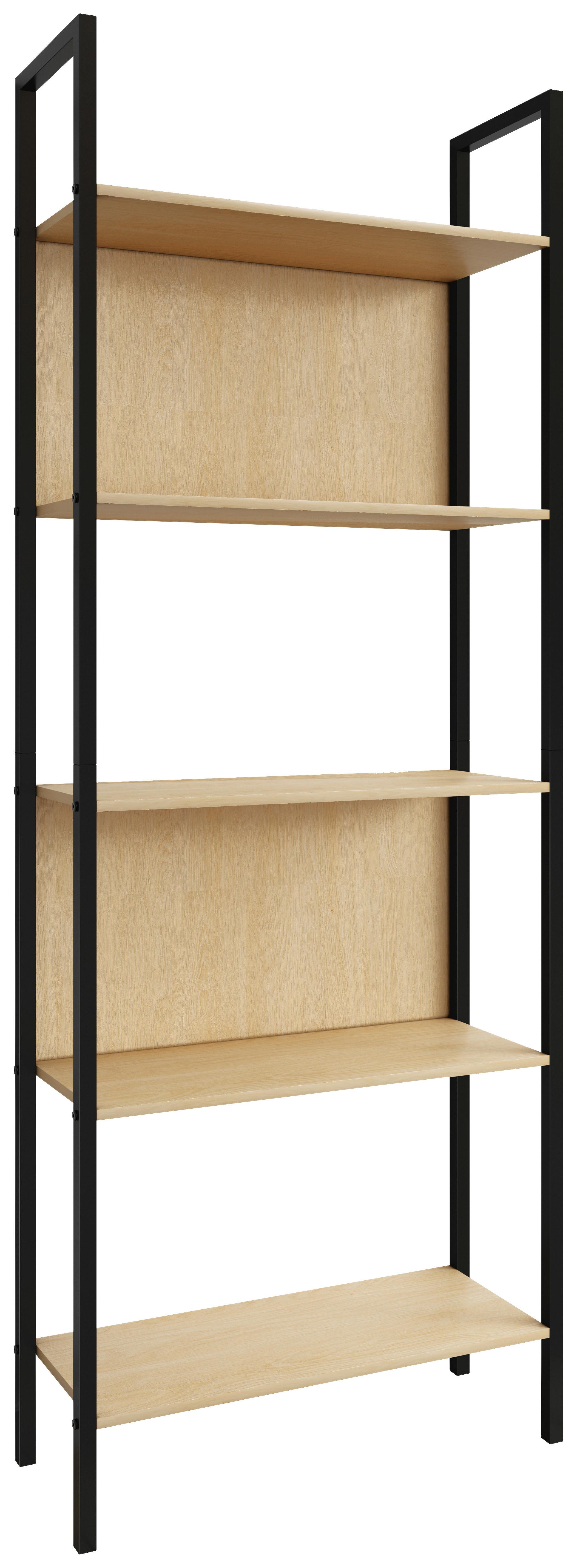 Regal Flakos 5 - Honigeiche/Schwarz, Design, Holzwerkstoff/Metall (62/165/24cm) - MID.YOU